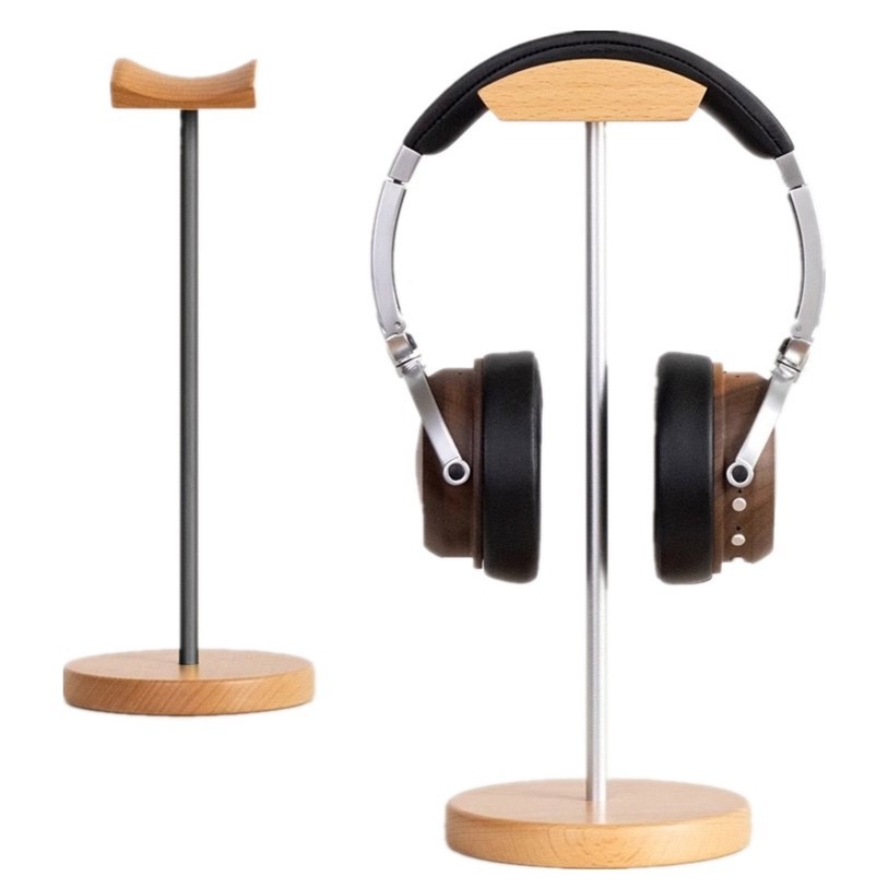 Headphone Stand Desk - Black Walnut Wood & Aluminum Headphone