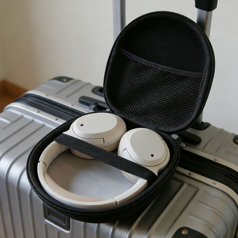 Headphone Case Hard - Multi-Functional Black EVA Hard Case Shockproof