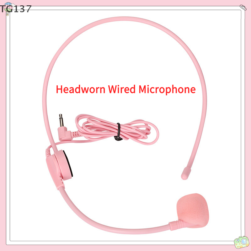 Wired Earphone Mic - 1Pcs 3.5MM Pink Headworn Wired Microphone