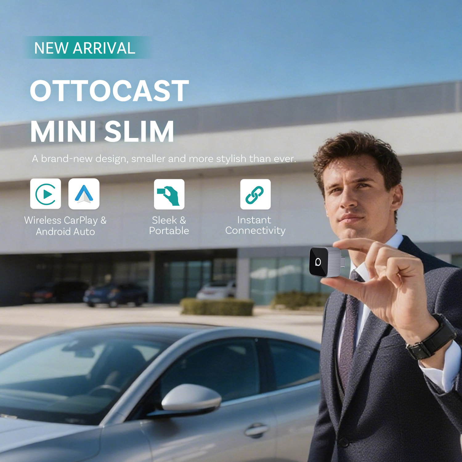 Bluetooth Adapter Receiver - Ottocast Mini Slim Wireless CarPlay Android