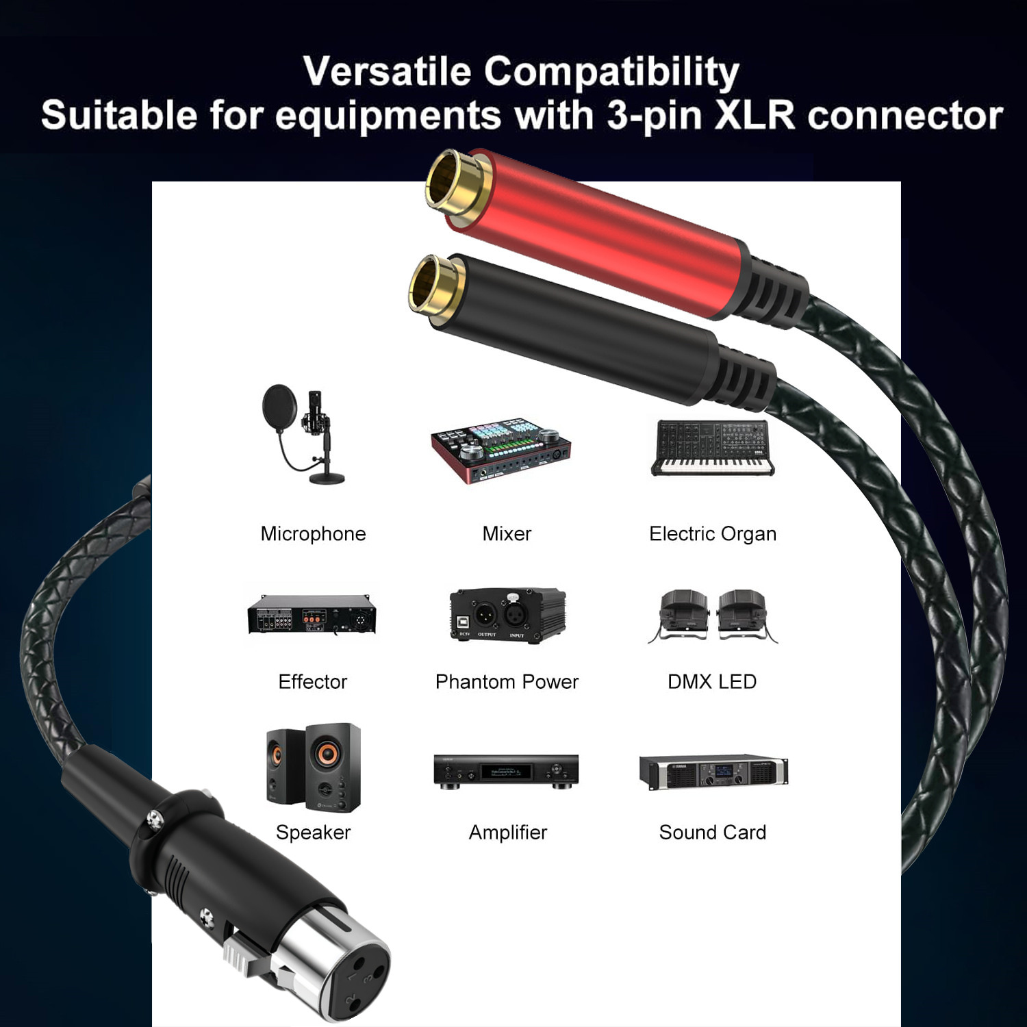 3Pin XLR Female To Dual 6.35mm - Earphone Splitter Jack ulasan dan harga