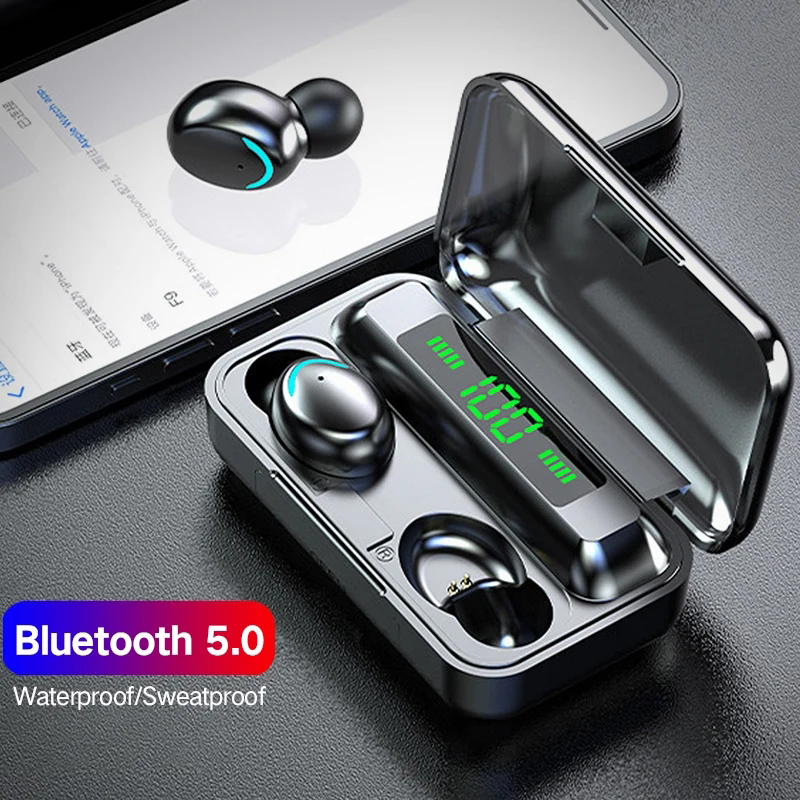 F9 Wireless Headphone TWS Blue - Wireless Earbuds Tws ulasan dan harga