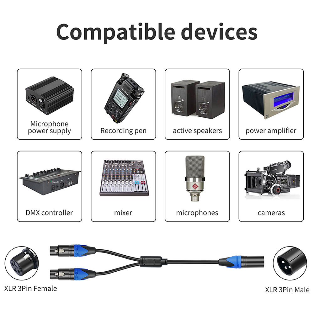 50cm 1 XLR Female To 2 XLR Mal - Audio Splitter Y ulasan dan harga