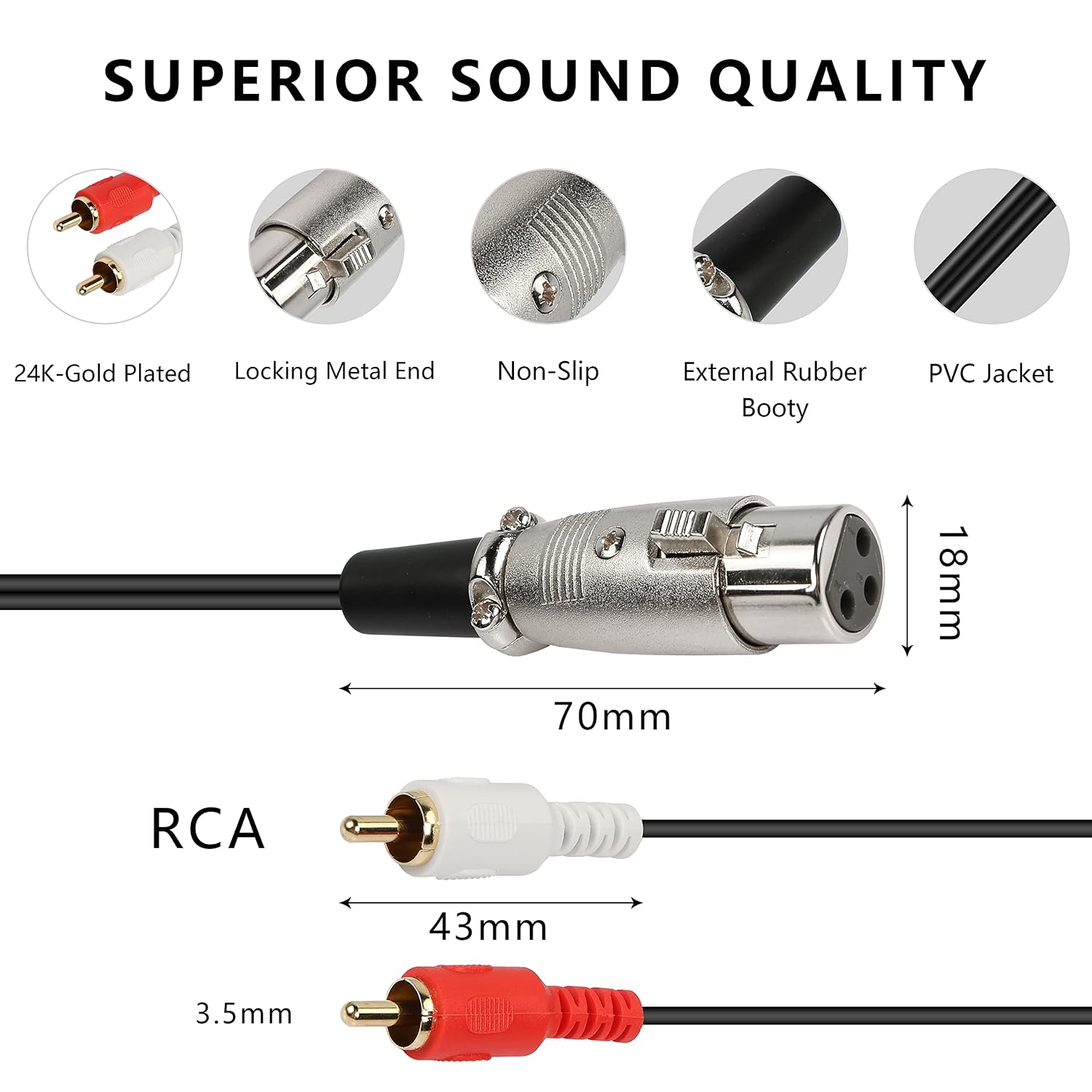 XLR Female to Dual RCA Male St - Audio Splitter Y ulasan dan harga
