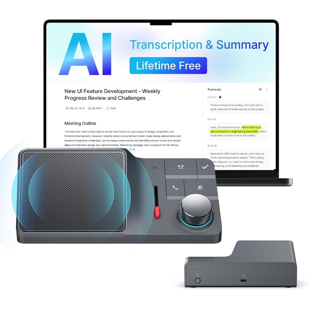 AI Conference Speakerphone wit - Noise Cancelling Headphone ulasan dan harga