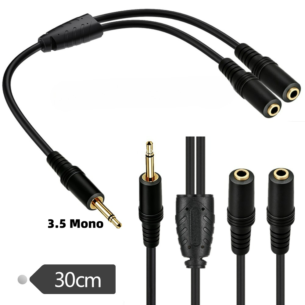 3.5mm TS Mono Male To Dual 3.5 - Earphone Splitter Jack ulasan dan harga