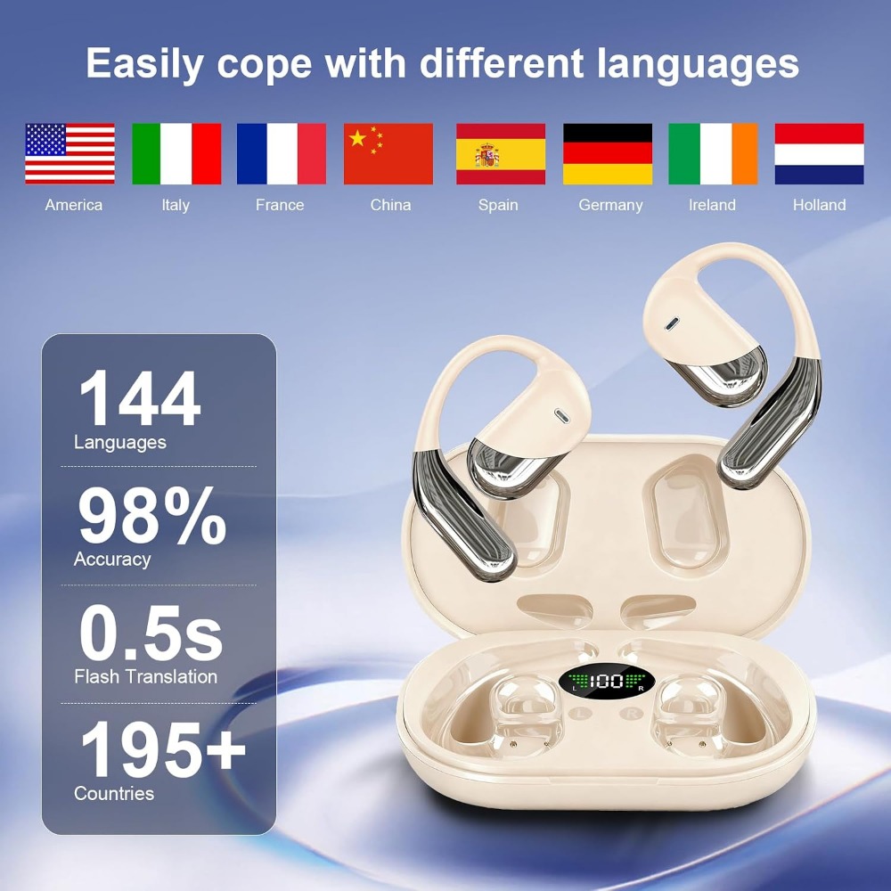 144 Language Real-time Transla - Earbuds Charging Case ulasan dan harga