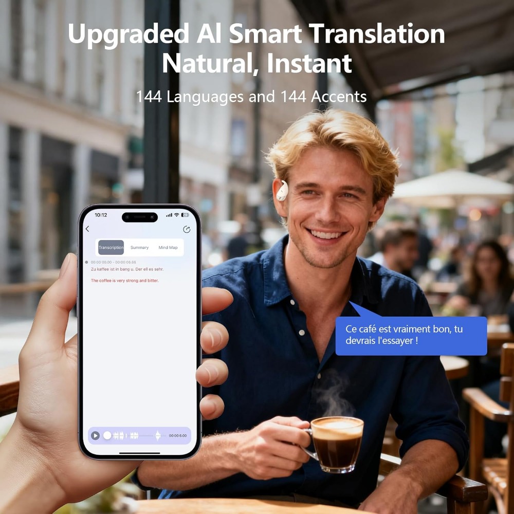 144 Language Real-time Transla - Earbuds Charging Case ulasan dan harga