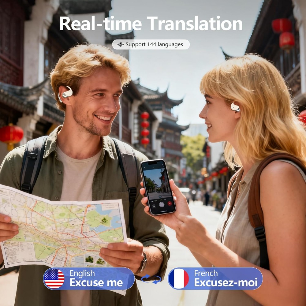 144 Language Real-time Transla - Earbuds Charging Case ulasan dan harga