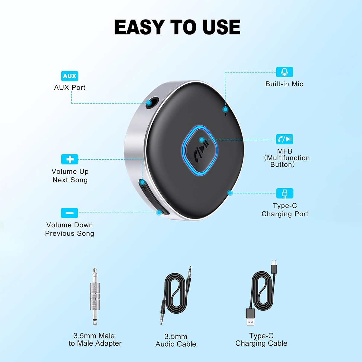 Car Bluetooth AUX Adapter, Min - Bluetooth Adapter Receiver ulasan dan harga