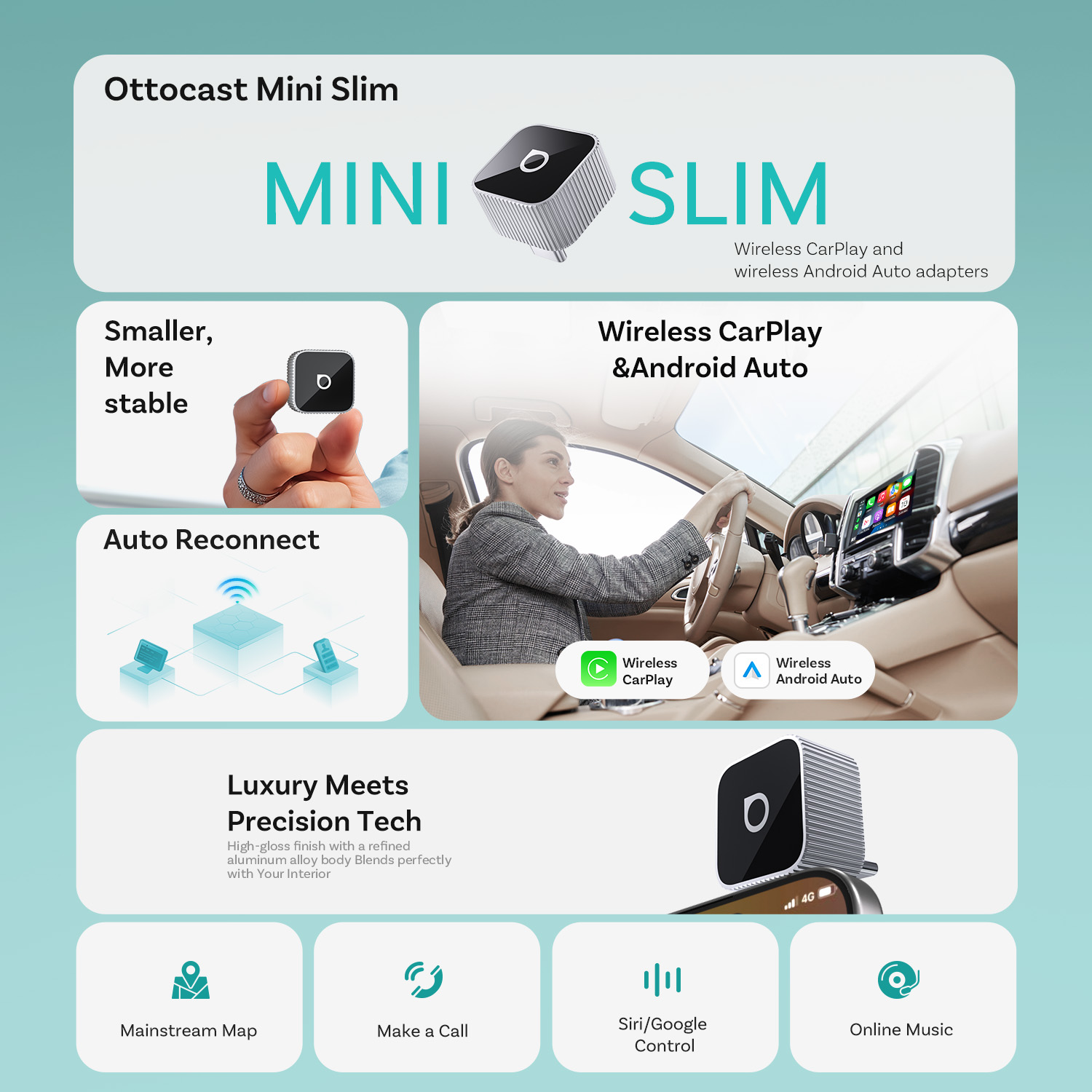 Ottocast Mini Slim Wireless Ca - Bluetooth Adapter Receiver ulasan dan harga