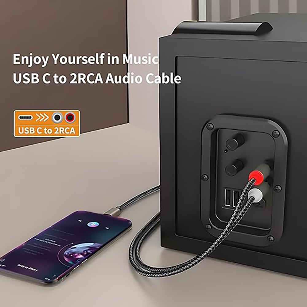 USB C to 2 RCA Audio Cable, Ty - Earphone Splitter Jack ulasan dan harga